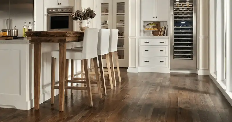 Professionally installed and refinished hardwood flooring in a residential home, showcasing smooth finish and natural wood tones in Myrtle Beach, SC